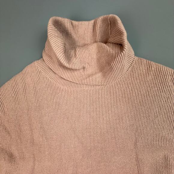 Free People Oversized Ribbed Turtleneck Sweater Pink Small Slouchy Knit - Picture 3 of 6